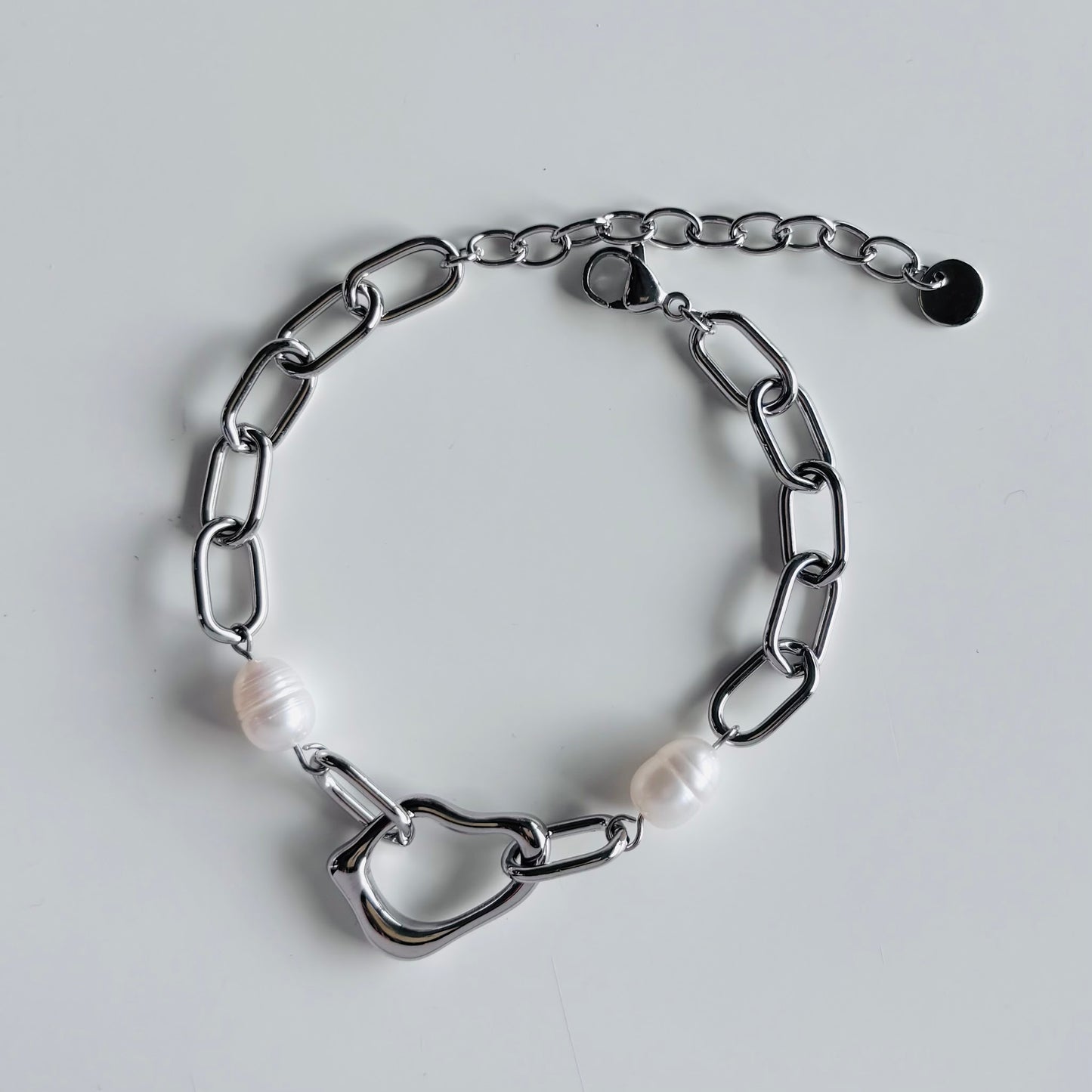 【ステンレス】バロックパール ニュアンスモチーフ チェーンブレスレット