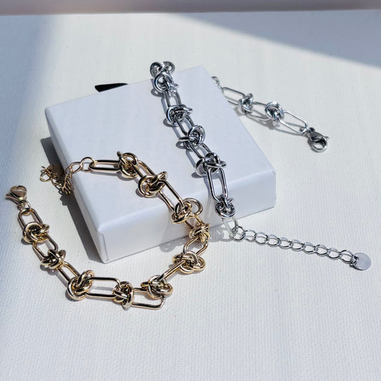 【ステンレス】ノットチェーン　ボリュームブレスレット