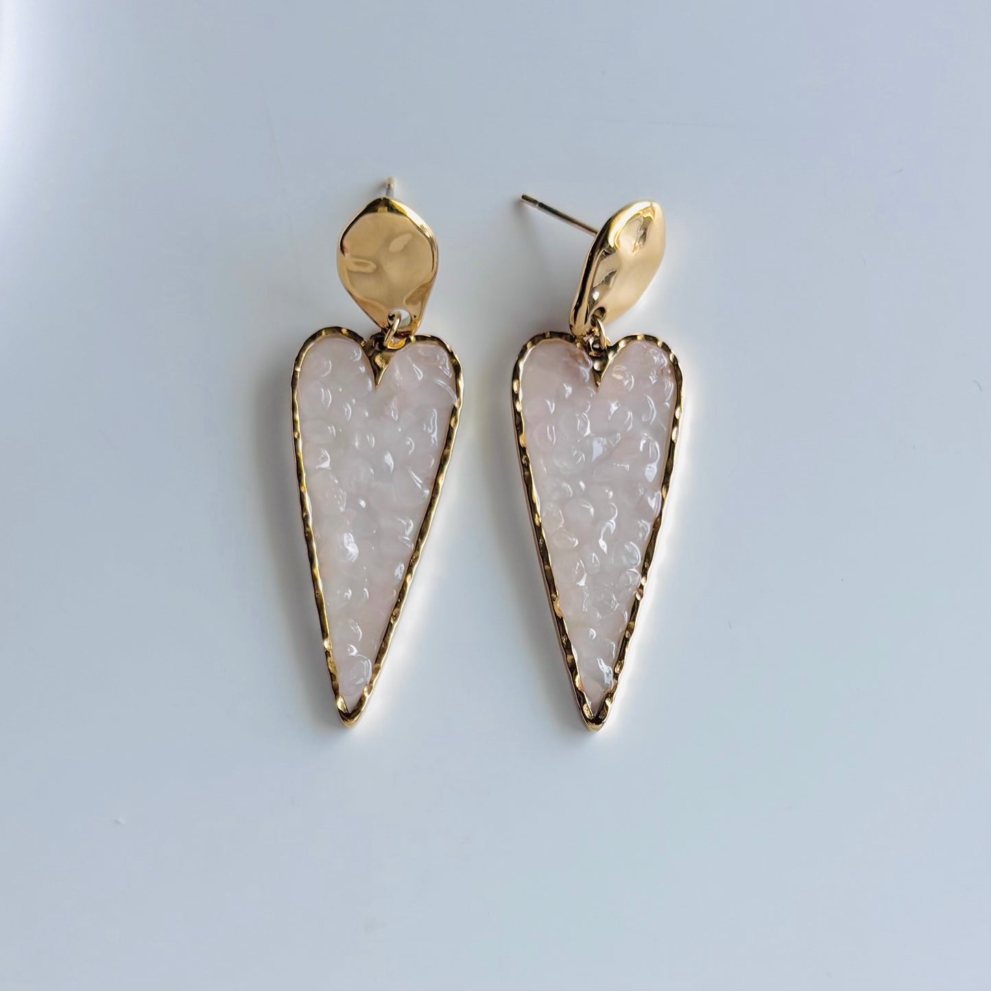 【ステンレス】ロングハートシェイプ ストーンピアス