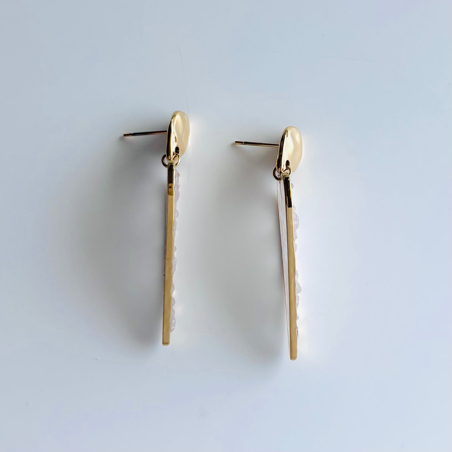 【ステンレス】ロングハートシェイプ ストーンピアス