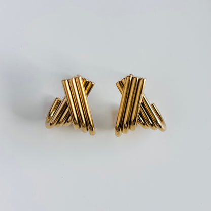 【ステンレス】クロスライン Jシェイプピアス