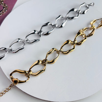 【ステンレス】オーバルリンク 歪みチェーンブレスレット
