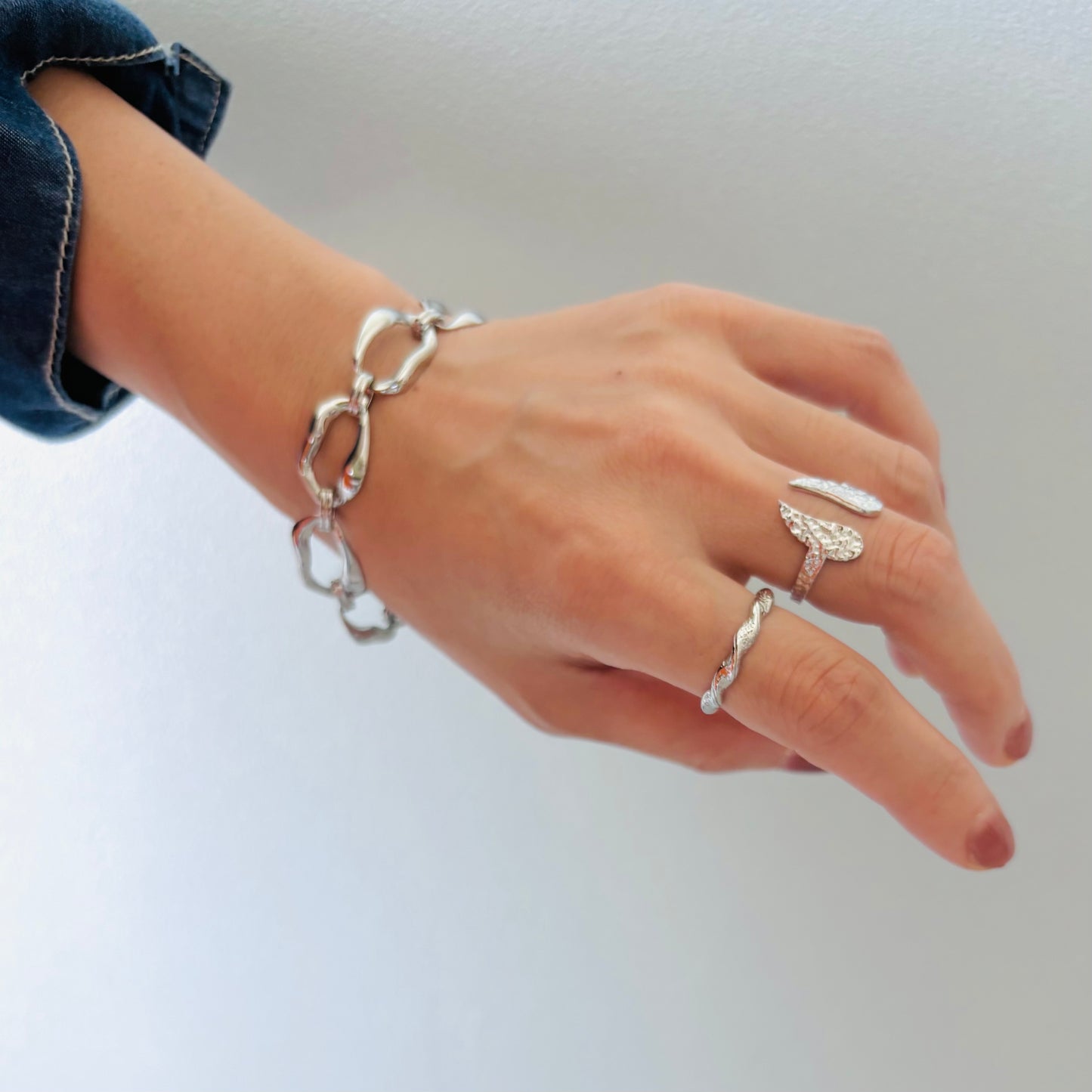 【ステンレス】オーバルリンク 歪みチェーンブレスレット