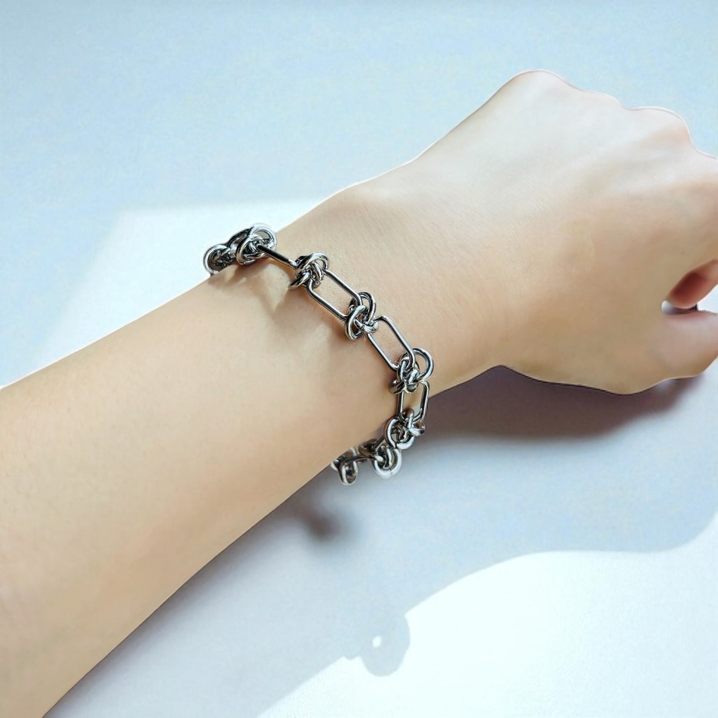【ステンレス】ノットチェーン　ボリュームブレスレット